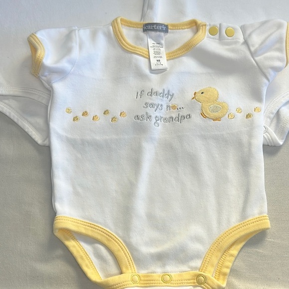 Carter's - Set of 3 Soft Cotton White and Yellow Newborn Onesie Bodysuits - Picture 6 of 6